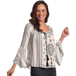 Blue and white pheasant top.